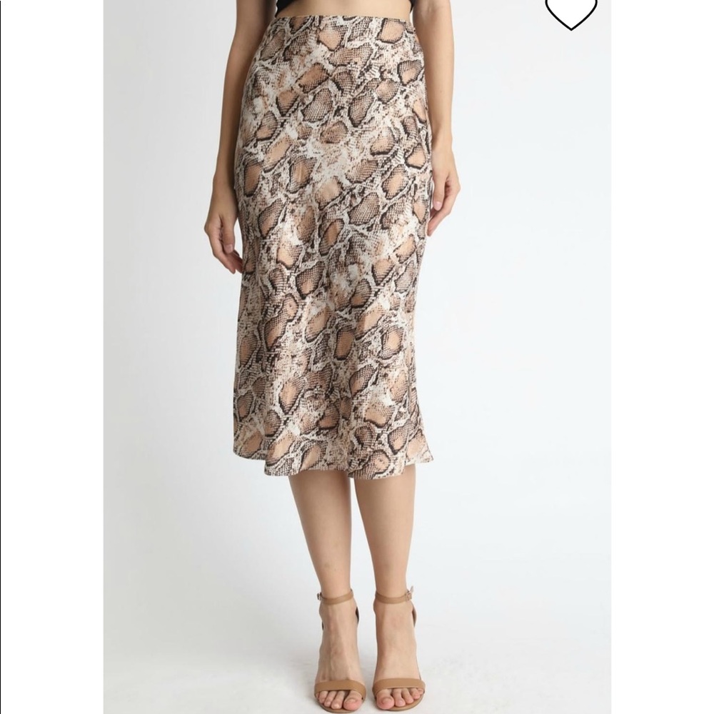 Stylish Python Satin Midi Skirt
